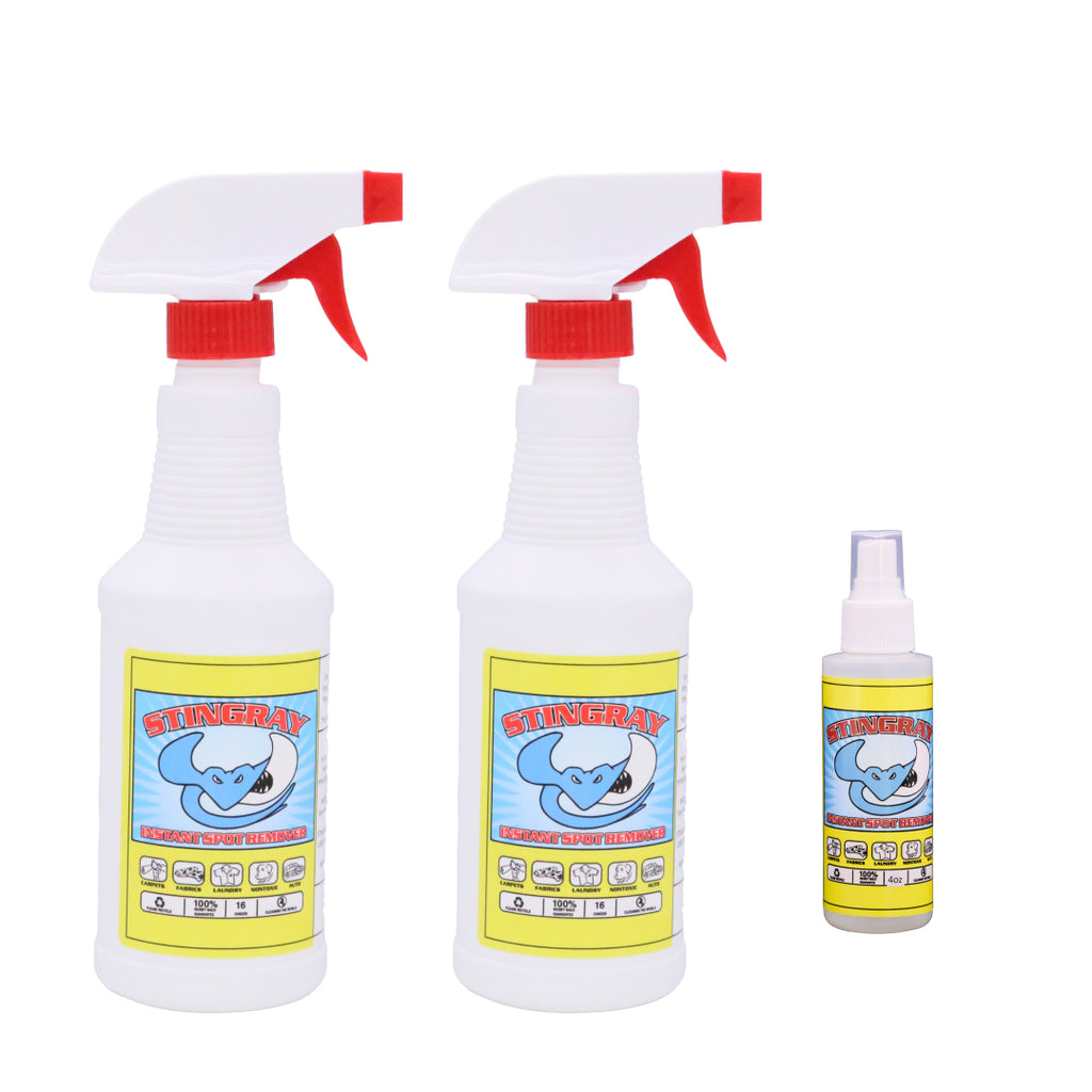 STINGRAY SPOT REMOVER Combo Kit | Advanced, Eco-Friendly Multi Surface Stain Removal | Includes 16 Fl. oz. 2-Pack and 4 Fl. oz. Single