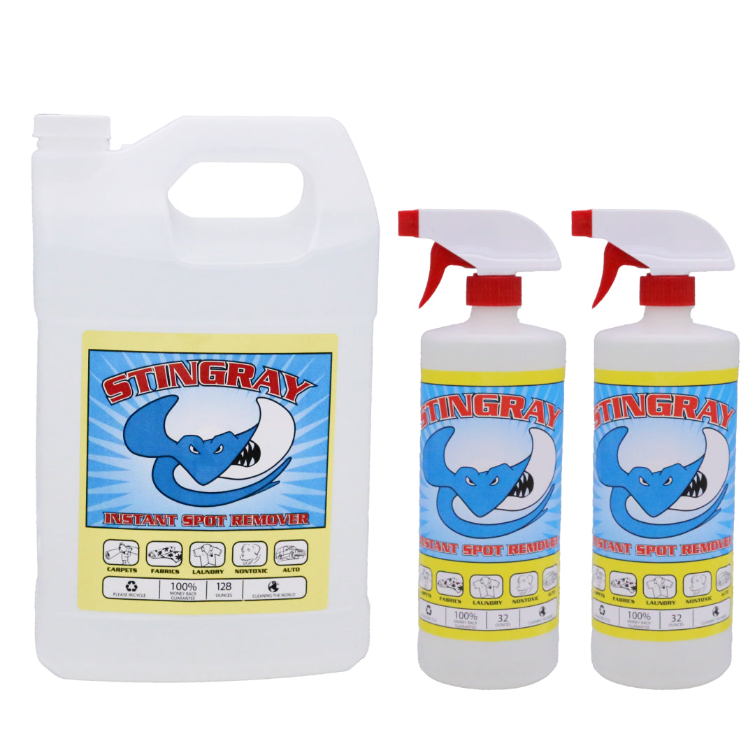 STINGRAY SPOT REMOVER Combo Kit  | Advanced, Eco-Friendly Multi Surface Stain Removal | Includes: 32 Fl. oz. 2-Pack and 1-Gallon