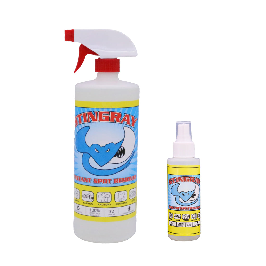 STINGRAY SPOT REMOVER Combo Kit | Advanced, Eco-Friendly Multi Surface Stain Removal | Includes: 32 Fl. oz. and 4 Fl. oz. Singles